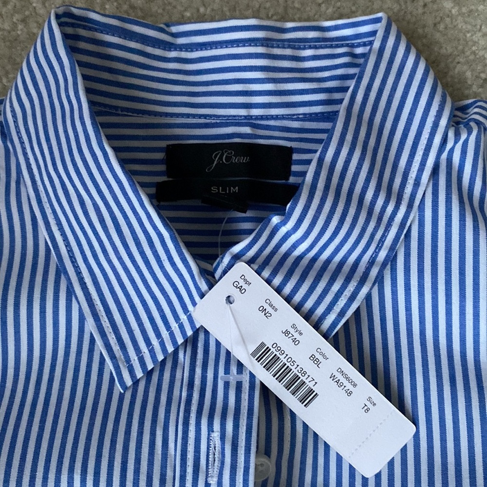 J. Crew slim button down blouse. NWT. Size 8Tall.